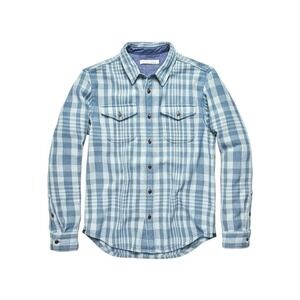 Outerknown Blanket Shirt Mens Blue White Plaid Organic Cotton Flannel Size M